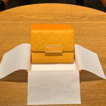 Yellow wallet trick money female short 2021 new money clip fashion diamond grid metal button niche designer ins