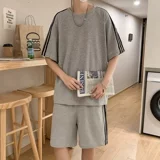 Летний тонкий комплект для отдыха, шорты, спортивный костюм для влюбленных, в американском стиле, оверсайз, короткий рукав