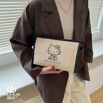 Fog Flowers New Makeup Bag KT Canvas Cute Hand Grab Color Makeup Brief Collection Bag Travel Outer Bag Makeup Cosmetics