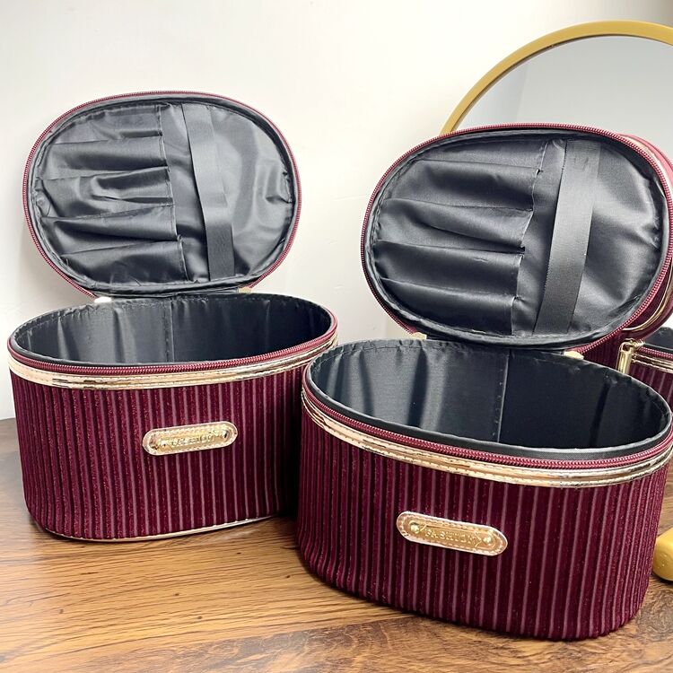 Gold Velvet Multifunction Large Capacity Teenage Girl Makeup Bag Hand Makeup Box Large Number Portable Korean Version Minimalist Containing Bag