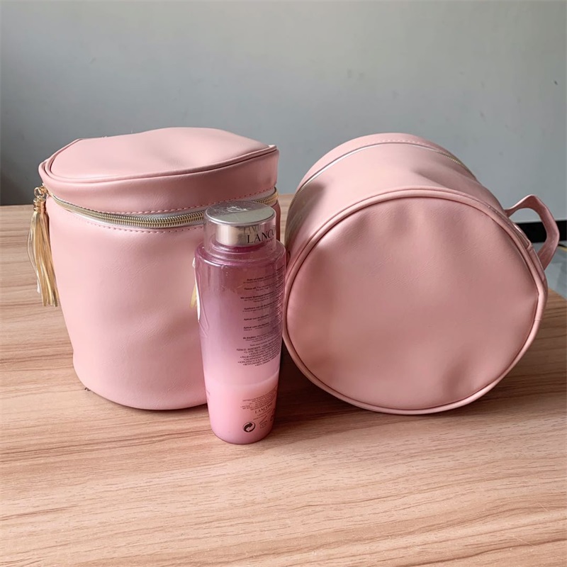 2020 Foreign Trade New Pu Leather Waterproof Cylinder Barrier MAKEUP BAG VERTICAL RELEASE SKIN CARE PRODUCTS PORTABLE TRAVEL CONTAINING COLOR MAKEUP