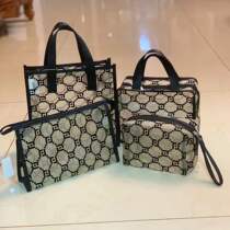 Fog Flowers New Makeup Bag Hollowed-out Mesh Yarn Hand Hold Flocking Fashion Hand Bag Woman Large Capacity Color Makeup Wash and Rinse