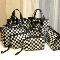 New Chessboard Grid Makeup Bag Fashion Plaid Minima Square High Face Value Canvas Handbag Portable Containing Bag