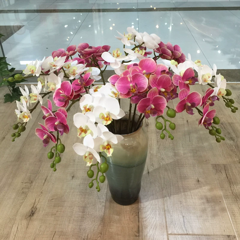 PU thực tế cảm thấy gelatin Phalaenopsis hoa giả nhân tạo hoa đơn nhánh hoa lụa trang trí nội thất hoa nhựa - Hoa nhân tạo / Cây / Trái cây