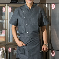 Серый топ с короткими рукавами + фартук