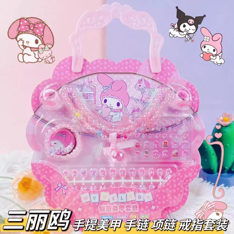 Authentic My Melody Nail Stickers for Children, Non-Toxic, for 3-6 Year Old Girls, Nail Art, Princess Necklace, Bracelet, Ring, Dress-Up