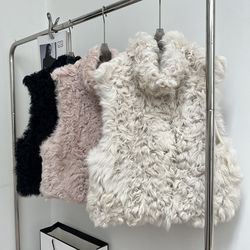 【Velvet Secret Realm】2025 New Imported Tuscany Sheep Curly Fur Vest for Women with Stand Collar, Slimming Effect 【Velvet Secret Realm】2025 New Imported Tuscany Sheep Curly Fur Vest for Women with Stand Collar, Slimming Effect