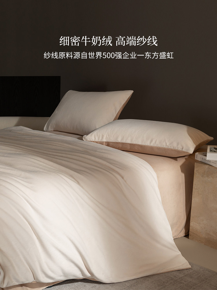 75D Ultra-Fine Thickened Milk Velvet Four-Piece Set Winter Warm Coral Fleece Bed Sheet Duvet Cover Fitted Sheet Bedding 4