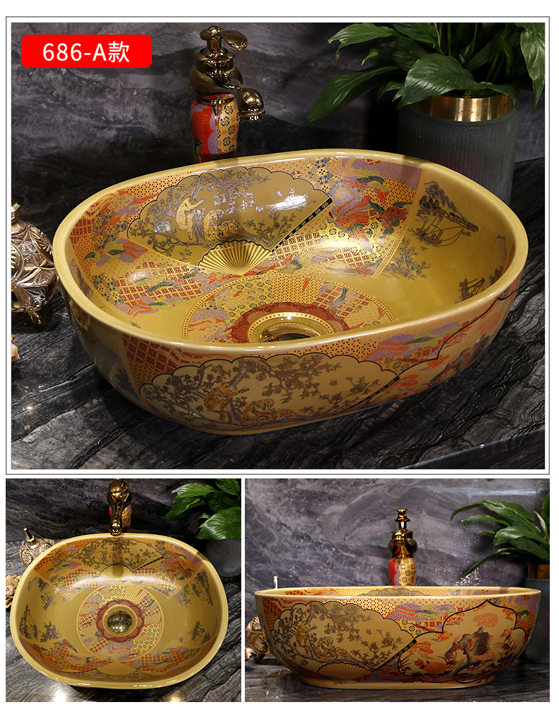 Wash basin ceramic lavatory toilet lavabo mesa household art stage basin restoring ancient ways round the stage