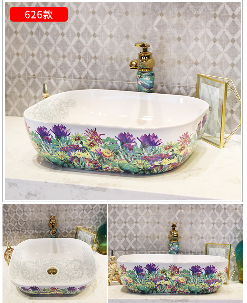Ceramic art basin on its square Europe type lavatory toilet lavabo, marble platform basin oval
