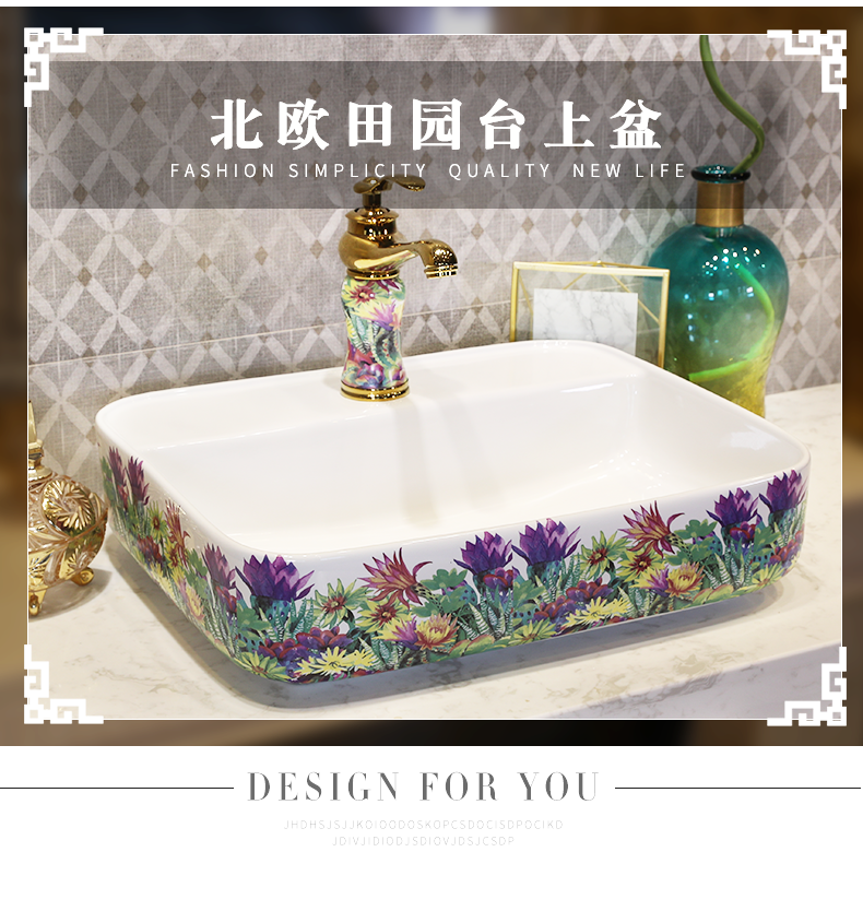 Ceramic art basin on its square Europe type lavatory toilet lavabo, marble platform basin oval