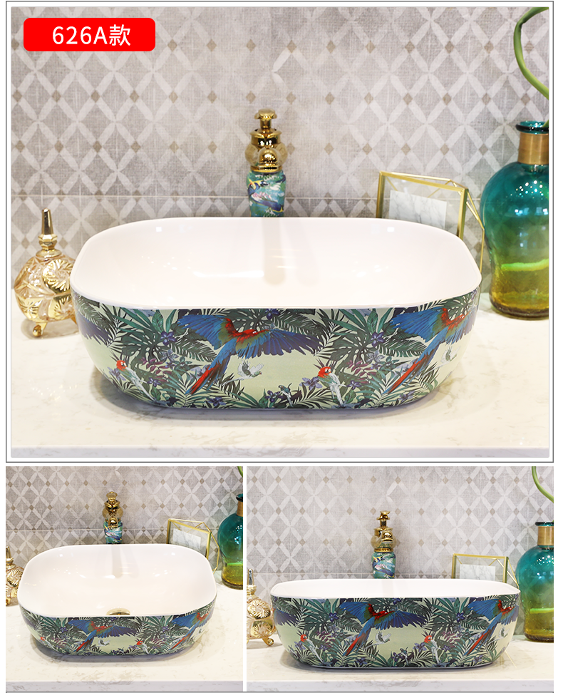 Ceramic art basin on its square Europe type lavatory toilet lavabo, marble platform basin oval