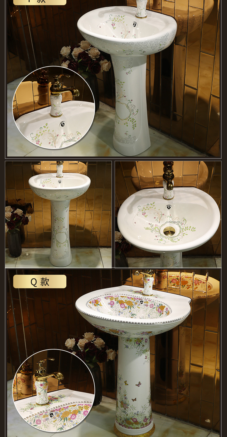 Ceramic column type lavatory floor toilet pillar lavabo contracted balcony basin sink