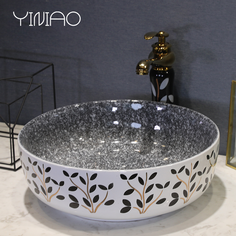 M letters birds ceramic art basin on its oval sink north European style bathroom sinks marble basin