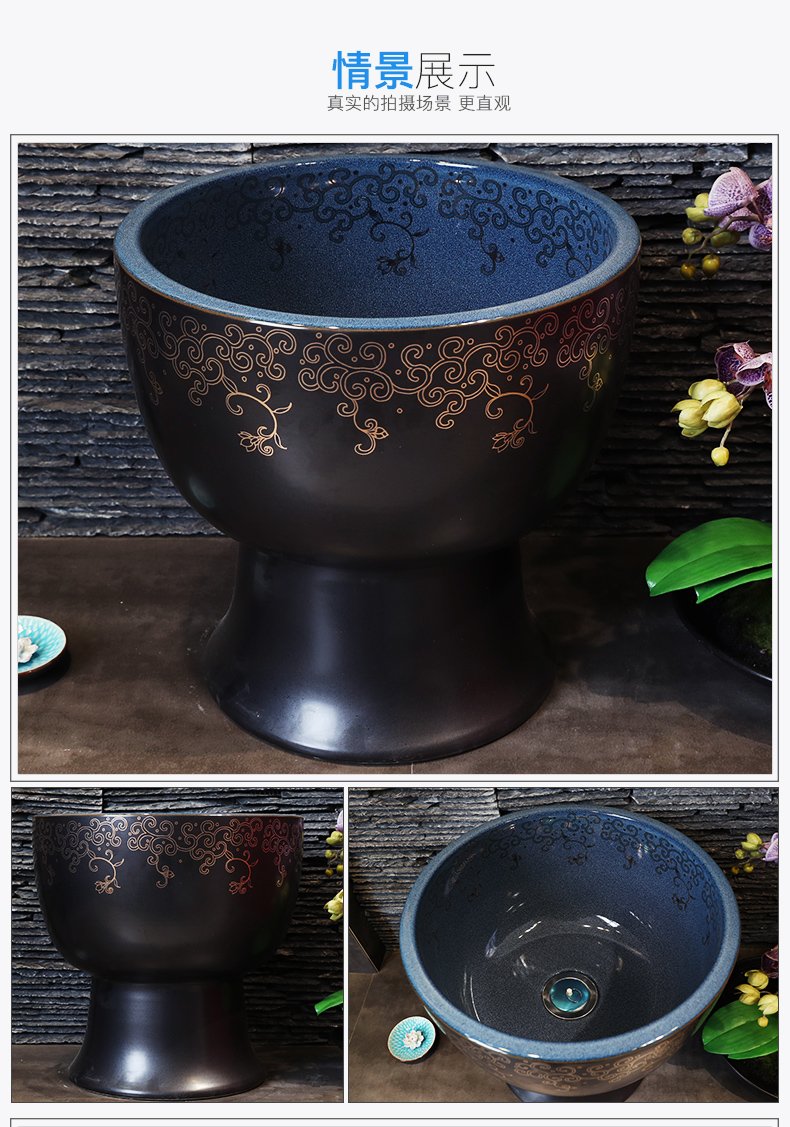 M letters birds ceramic basin of Chinese style to wash the mop pool home floor mop mop pool balcony toilet tank of the pool