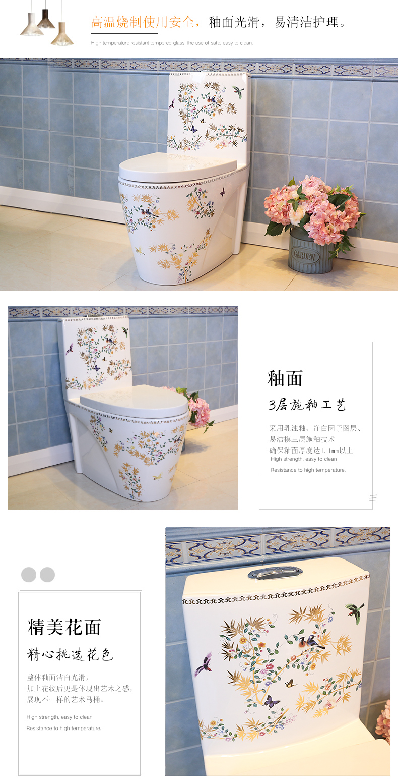 Siamese toilet implement.mute water - saving toilet deodorization sanitary ceramic household implement butterfly