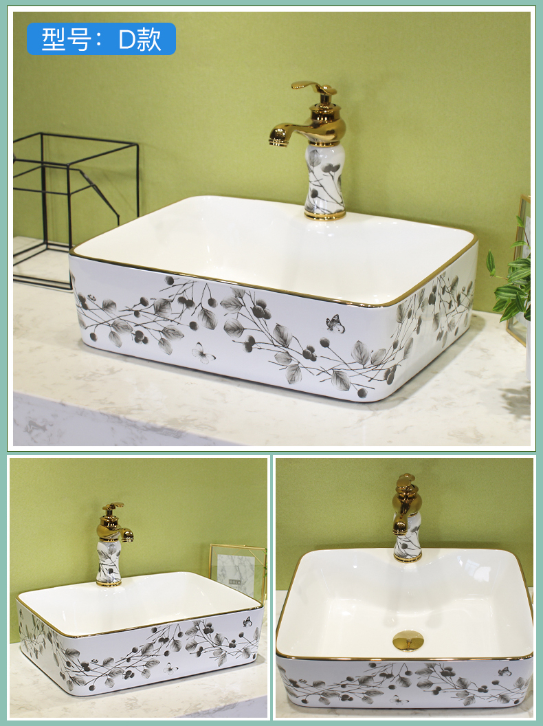 M letters birds on the butterfly ceramic basin sink single household lavatory basin in northern wind for wash basin basin