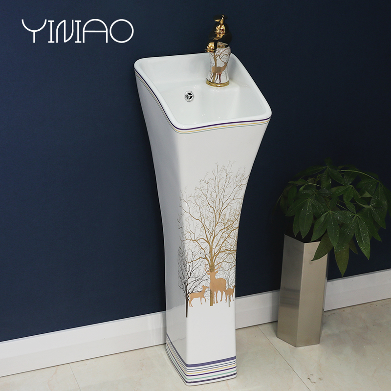 The sink basin pillar basin integrated ceramic basin of pillar type lavatory toilet column vertical floor balcony