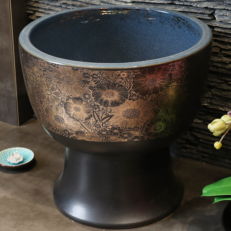M letters birds large ceramic household balcony toilet to wash the mop pool basin of Chinese style restoring ancient ways is a rectangle slot mop pool