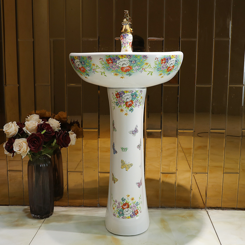 Pillar sink basin one balcony ceramic basin of Pillar type lavatory toilet column vertical floor type household