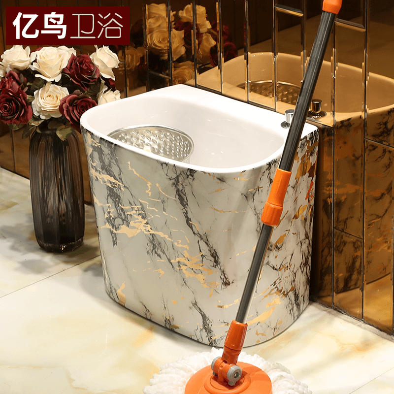 Balcony mop pool ceramic mop pool double drive control washing mop basin to mop mop pool large household