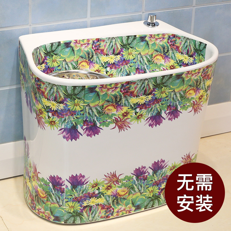 Jingdezhen ceramic mop pool Chinese style flower mop pool large balcony pool to wash the mop pool toilet mop pool