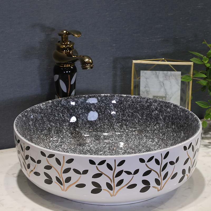 M letters birds ceramic art basin on its oval sink north European style bathroom sinks marble basin