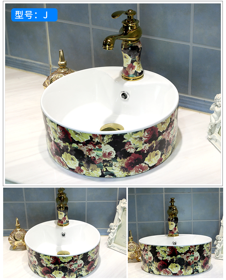 M letters birds Nordic stage basin of continental lavabo ceramic art basin circular creative toilet lavatory basin