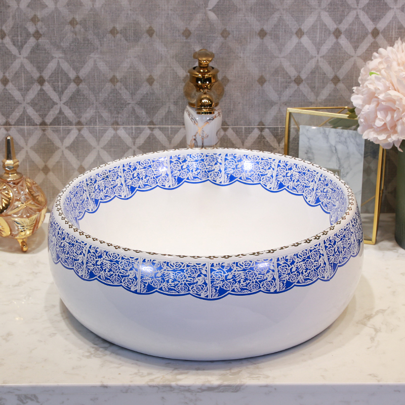 The stage basin round marble basin bathroom sinks ceramic art on The stage of The basin that wash a face to The sink