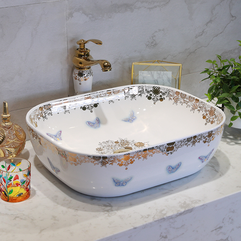 M letters birds sanitary ceramic basin sinks art stage home European butterfly face basin sink