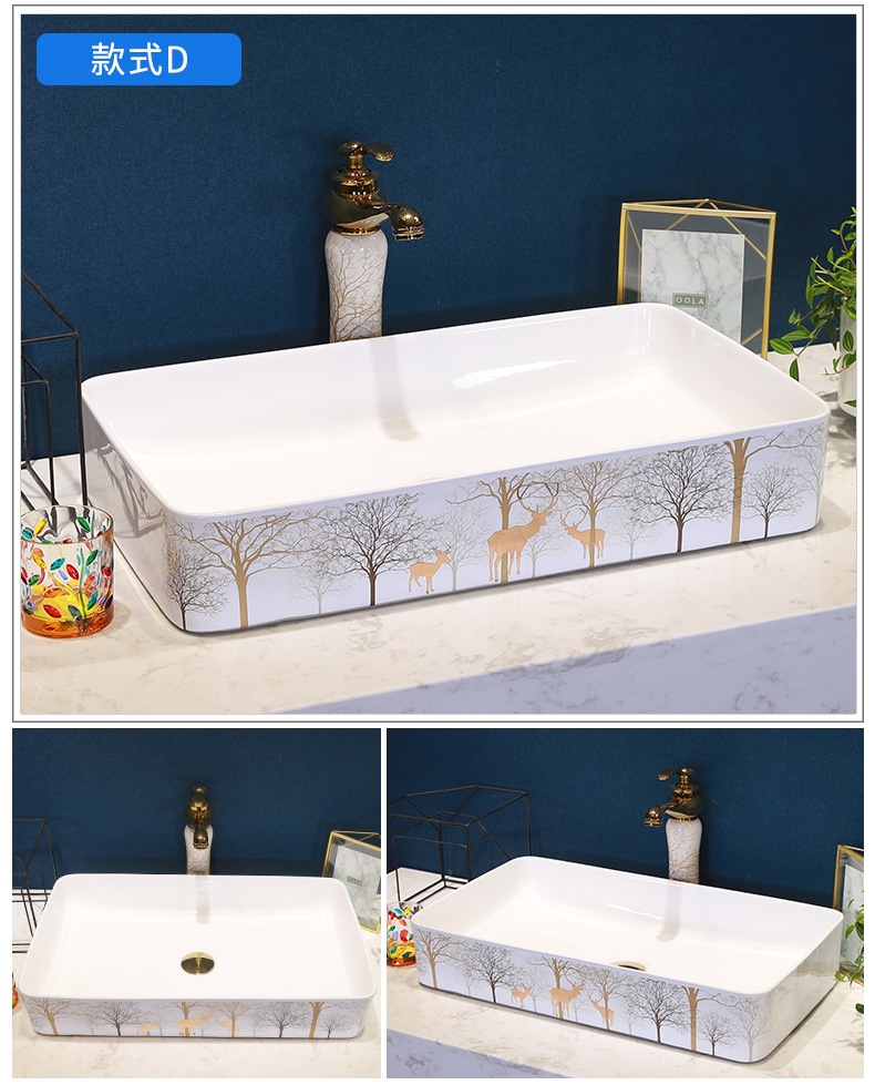 Basin of northern Europe on the ceramic lavabo square black contracted household bathroom European art Basin
