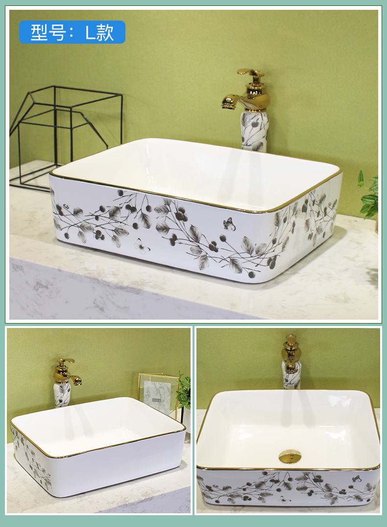 M letters birds on the butterfly ceramic basin sink single household lavatory basin in northern wind for wash basin basin