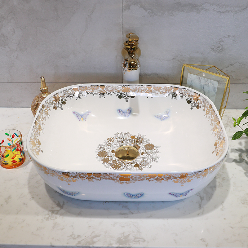 M letters birds sanitary ceramic basin sinks art stage home European butterfly face basin sink