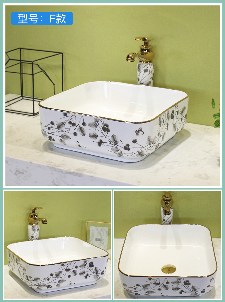 M letters birds on the butterfly ceramic basin sink single household lavatory basin in northern wind for wash basin basin