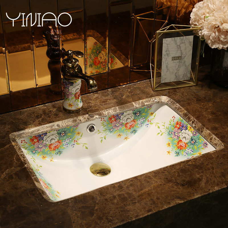 M letters birds undercounter lavabo ceramic, square, rectangular flat embedded basin bathroom sinks basin