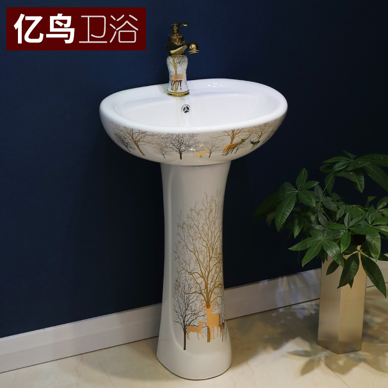 Ceramic column type lavatory floor toilet pillar lavabo contracted balcony basin sink