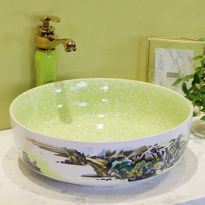 M letters birds Nordic ceramic contracted basin stage basin sink plate toilet lavatory basin of single circular home