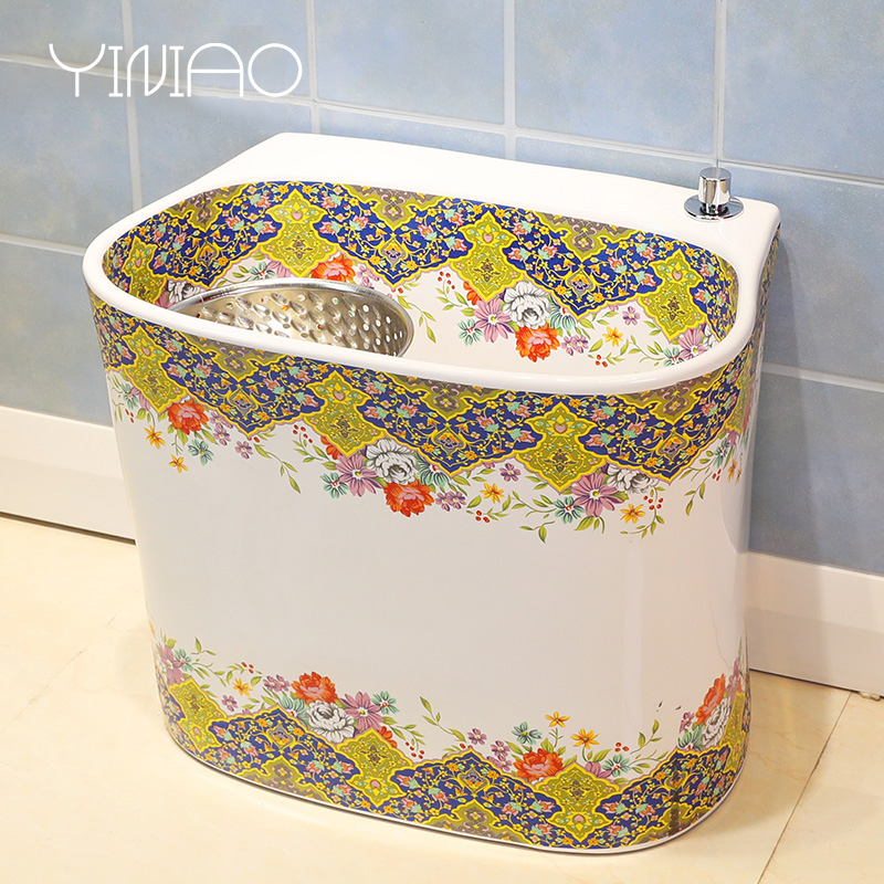 M letters birds rainbow art mop pool Europe type ceramic mop pool balcony toilet wash mop pool the mop bucket