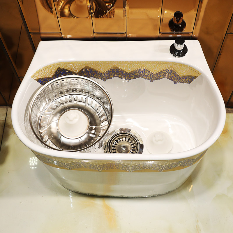 M letters bird ceramics decorated mop pool small balcony large reservoir toilet stage control rotating double drive mop pool