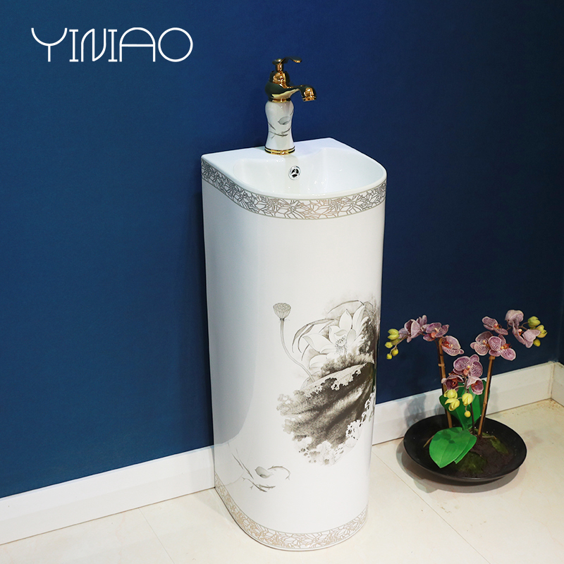 M letters birds pillar basin floor archaize ceramic art of pillar lavabo lavatory northern wind one basin