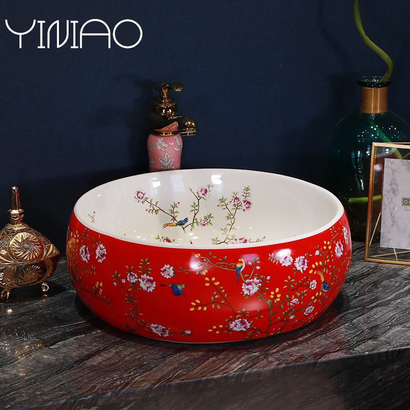 Jingdezhen stage basin petals lavatory ceramic household toilet lavabo European art basin basin