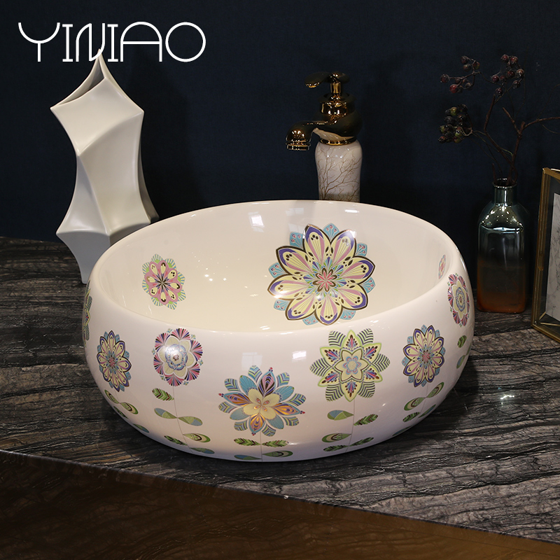 Basin stage Basin circular lavatory toilet Basin home European modern ceramic art in the sink