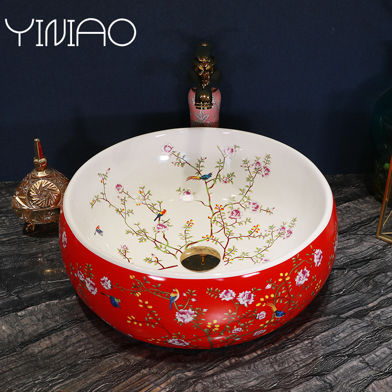 Jingdezhen stage basin petals lavatory ceramic household toilet lavabo European art basin basin