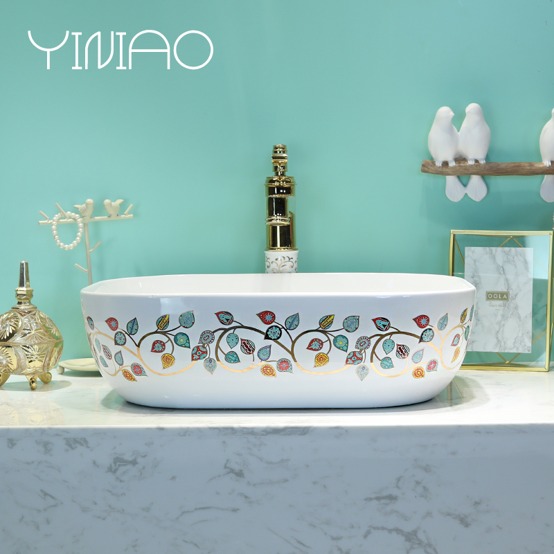 Jingdezhen stage basin rectangle lavatory contracted household toilet lavabo basin ceramic art basin