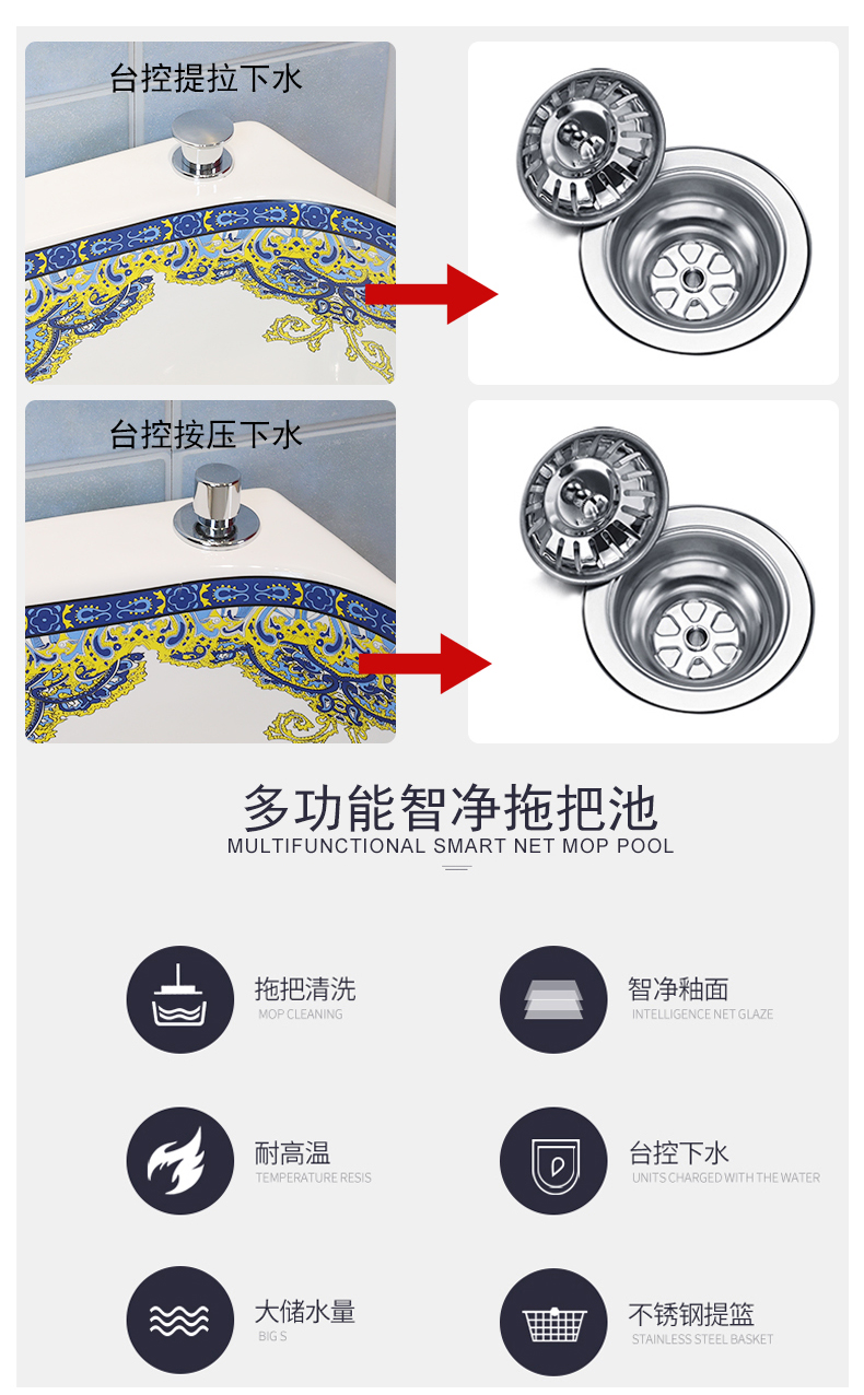 M letters birds mop mop pool bathroom floor balcony household mop pool ceramic wash mop pool trough basin