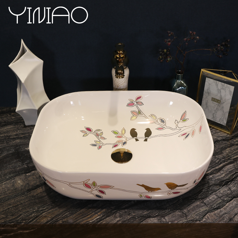 The stage basin square European ceramic lavatory household jingdezhen basin toilet lavabo art basin