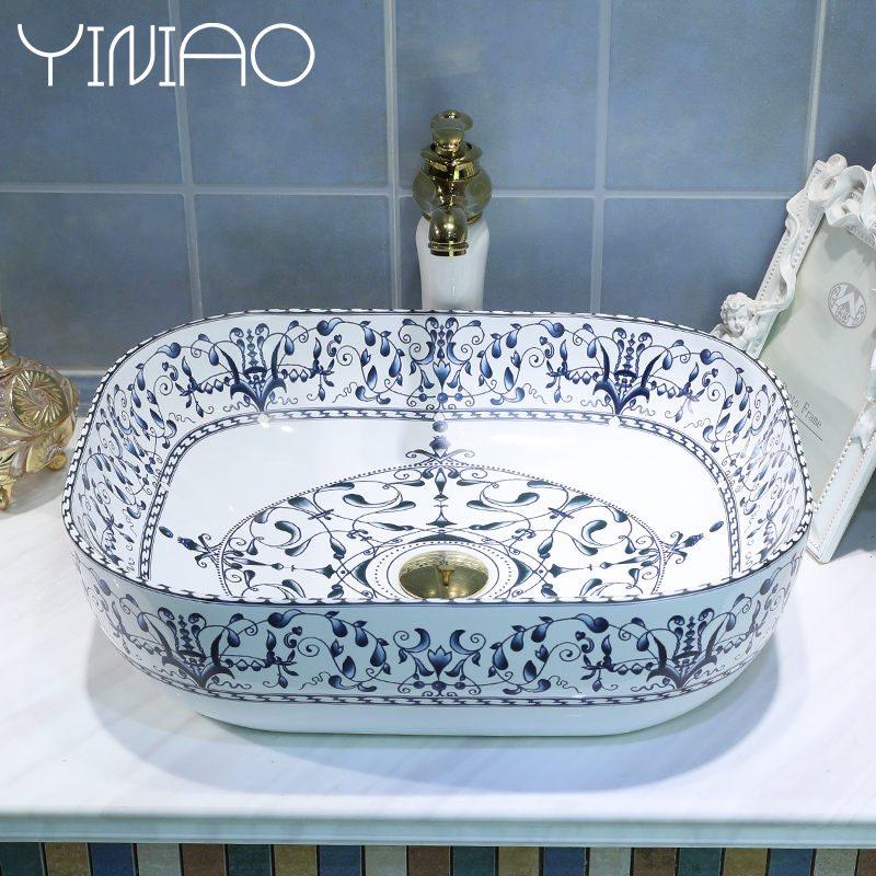 European art stage basin sink ceramic toilet lavatory oval home for wash gargle basin balcony