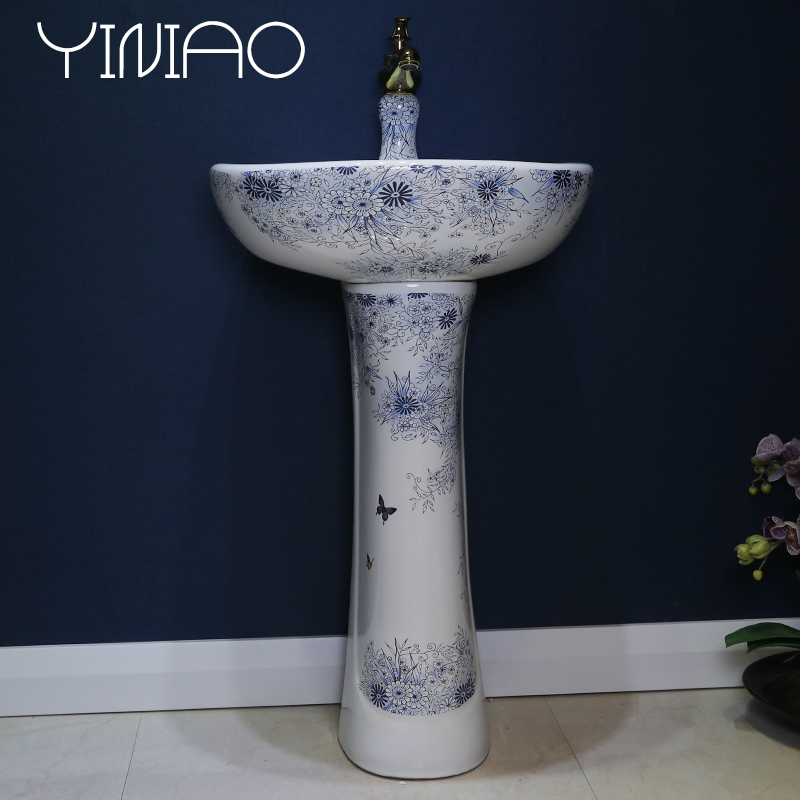 The sink basin of pillar type washs a face ceramic simple column balcony is suing toilet ground integrated sink basin