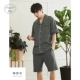 Jingyun đồ ngủ của phụ nữ mùa hè cotton cardigan đơn giản mặc nhà đơn giản các cặp đôi rộng rãi có thể mặc bộ quần áo hai mảnh cho nam giới - Cha mẹ và con