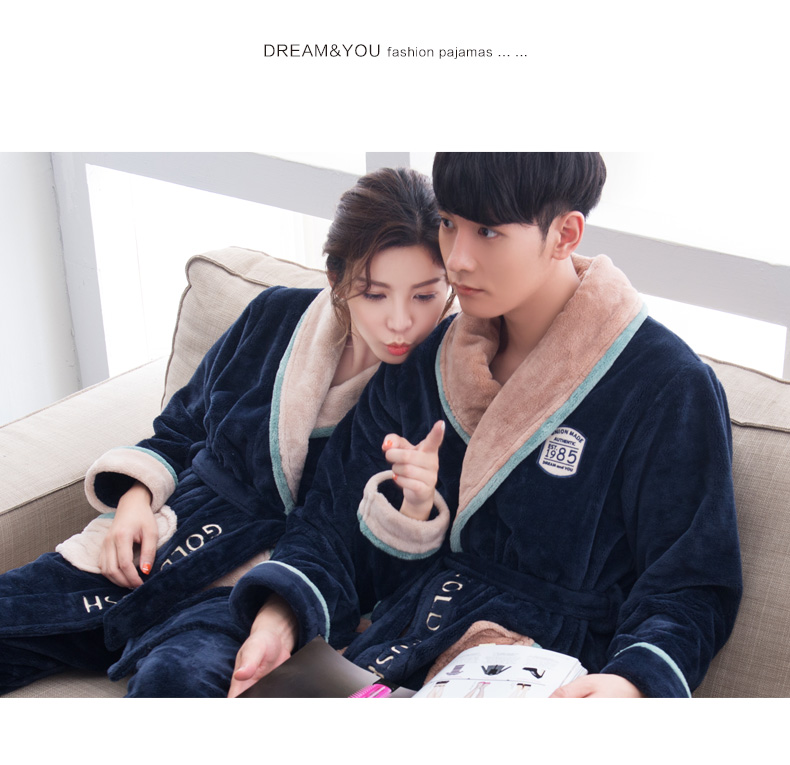 Jing Yun vài bộ đồ ngủ lông cừu san hô phục vụ nhà mùa thu và mùa đông dày tay dài flannel nam và nữ áo choàng áo choàng bộ đồ bộ quần ống rộng mặc nhà